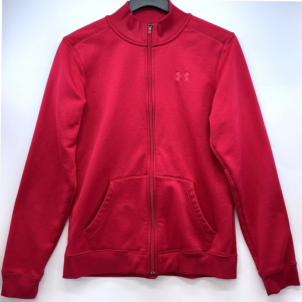 Under Armour Full Zip Track Jacket Red Sz M Athleisure Gym Bold Statement Piece